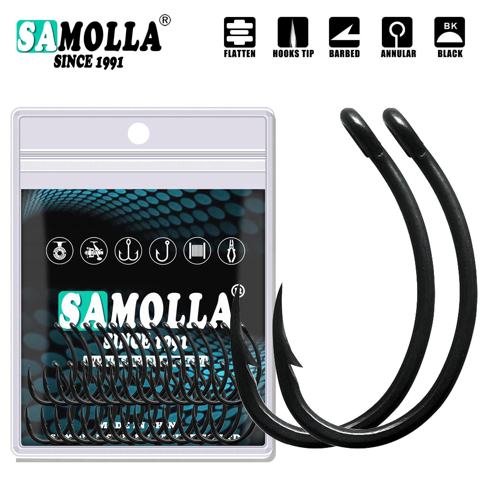 Fishing Hook Offset - 50pcs Carp Fishing Hooks PTFE Coating