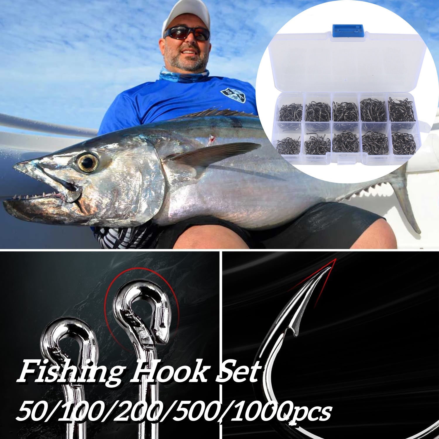 Fishing Hook Offset - Fishing Hooks 100-1000 Pieces of Fish