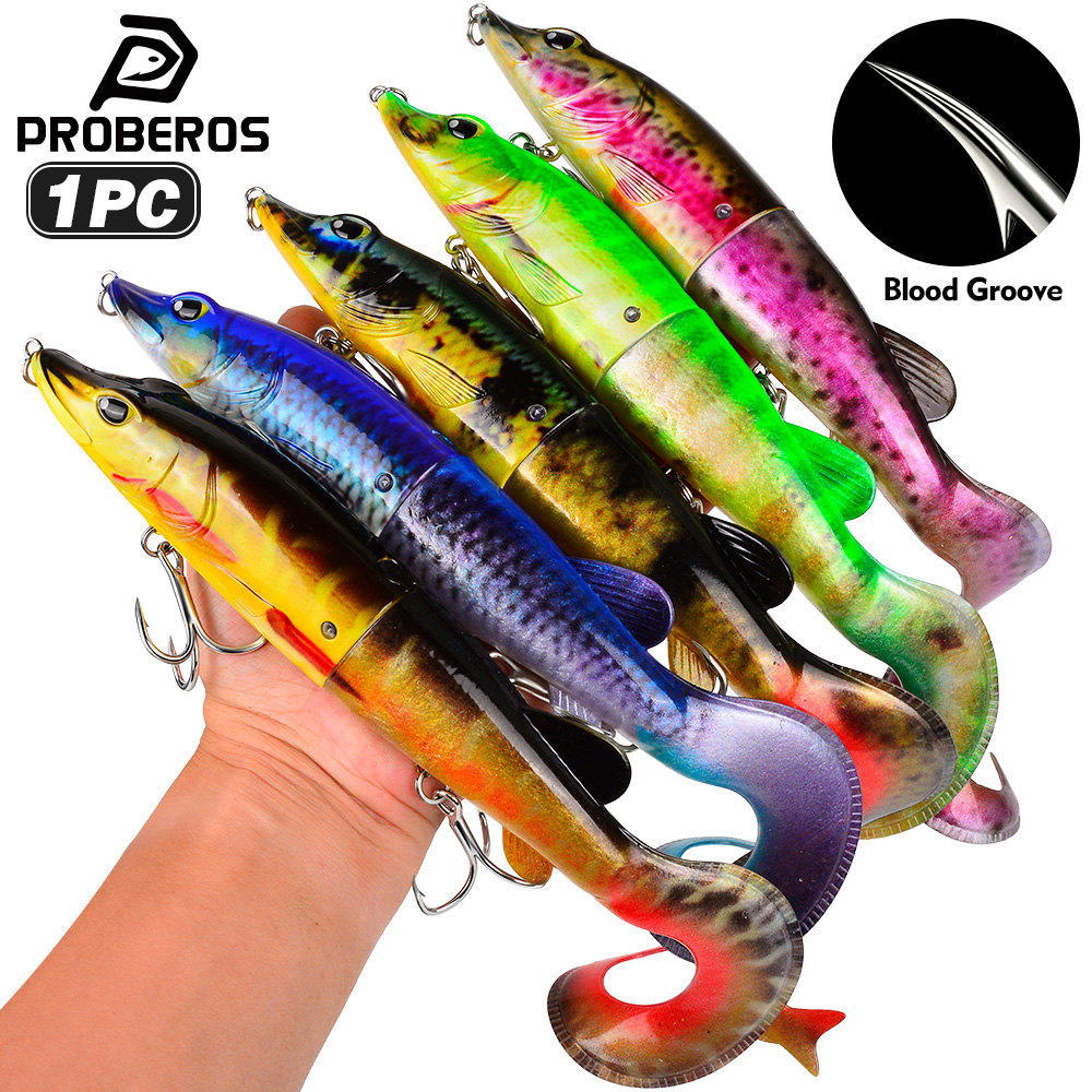 Fishing Hook Treble - PROBEROS 1PC 2-Segment Jointed Swimbait Curly