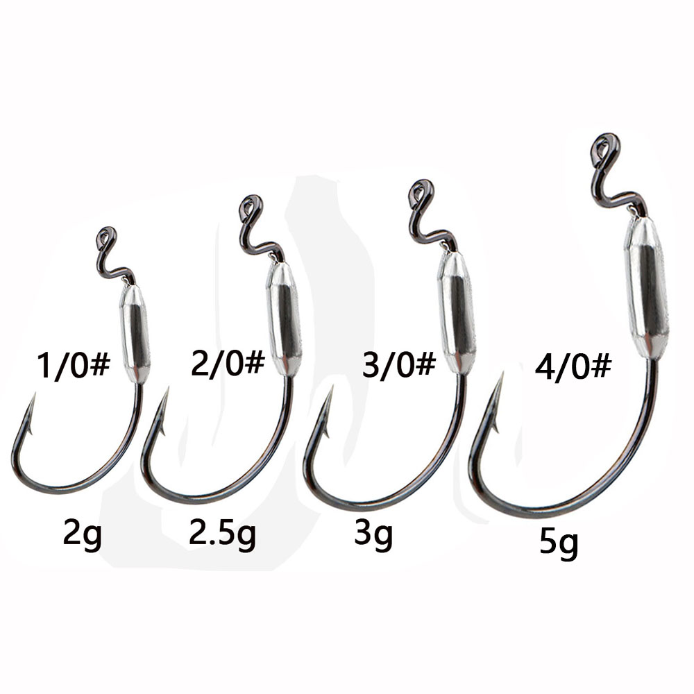 5pcs Soft Worm Lure 1/0# 2/0#  - Fishing Hook Offset recension och pris