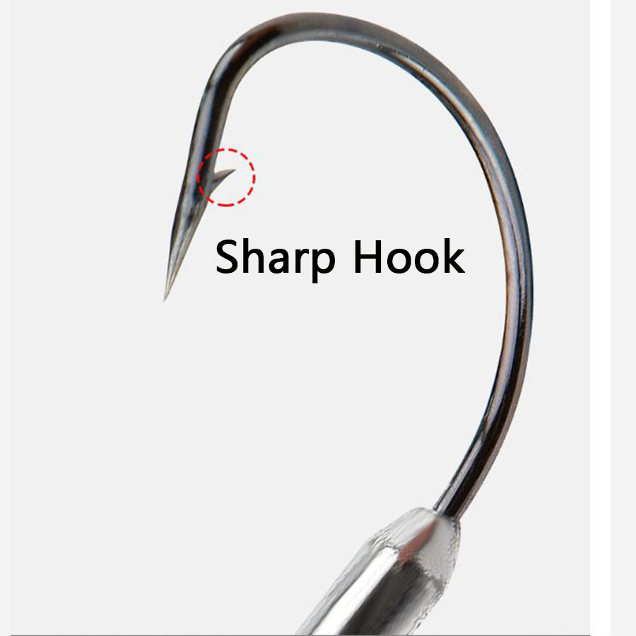 5pcs Soft Worm Lure 1/0# 2/0#  - Fishing Hook Offset recension och pris