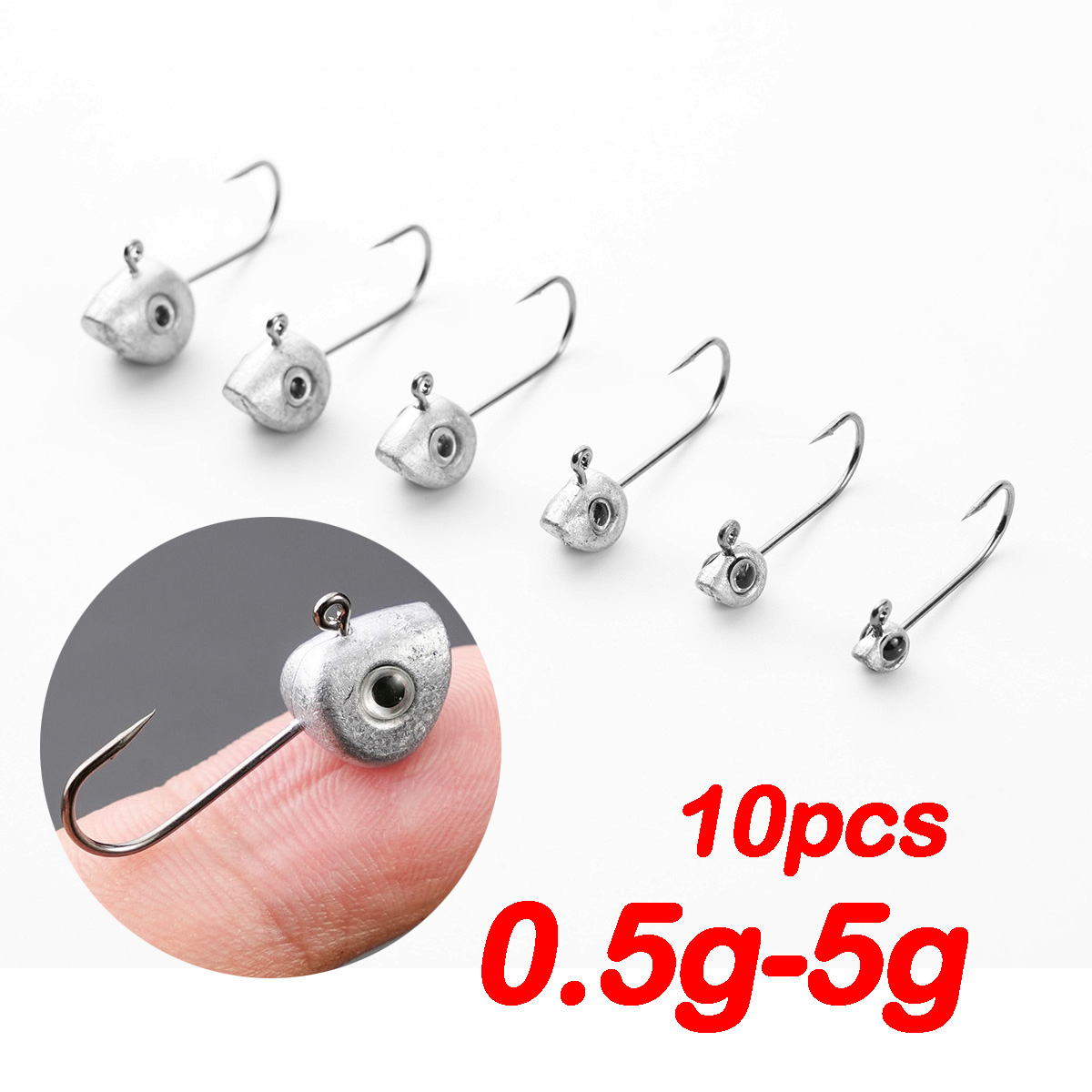 10pcs Mini Jig Head Hook 3D Ey - Fishing Hook Offset recension och pris