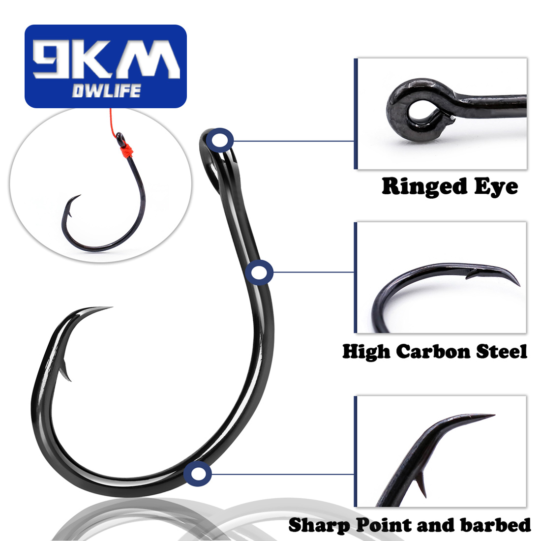 9KM 25-50Pcs Inline Wide Gap C - Fishing Hook Offset recension och pris