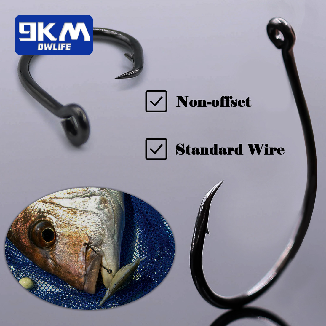 9KM 25-50Pcs Inline Wide Gap C - Fishing Hook Offset recension och pris