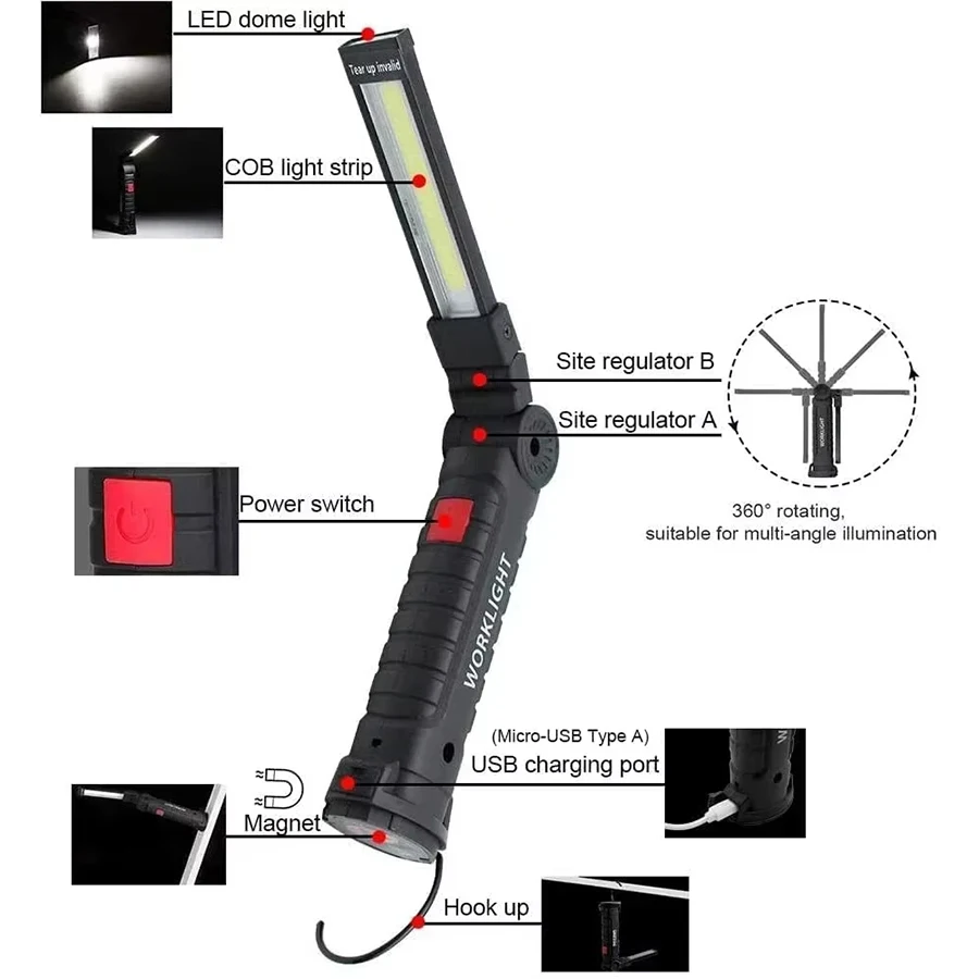 Rechargeable Magnetic Work Lig - Fishing Hook recension och pris