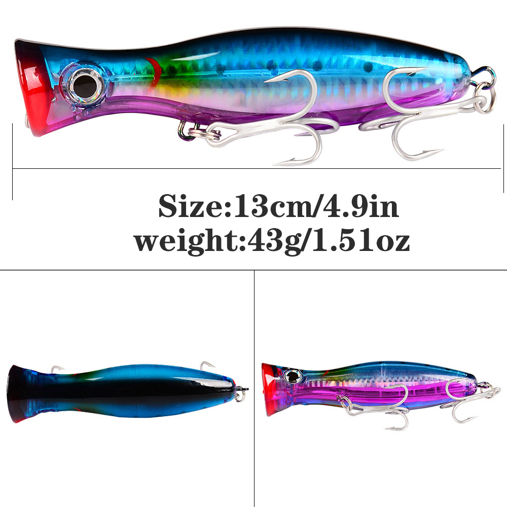 PROBEROS 1pc 13cm 43g Popper F - Fishing Hook Treble recension och pris