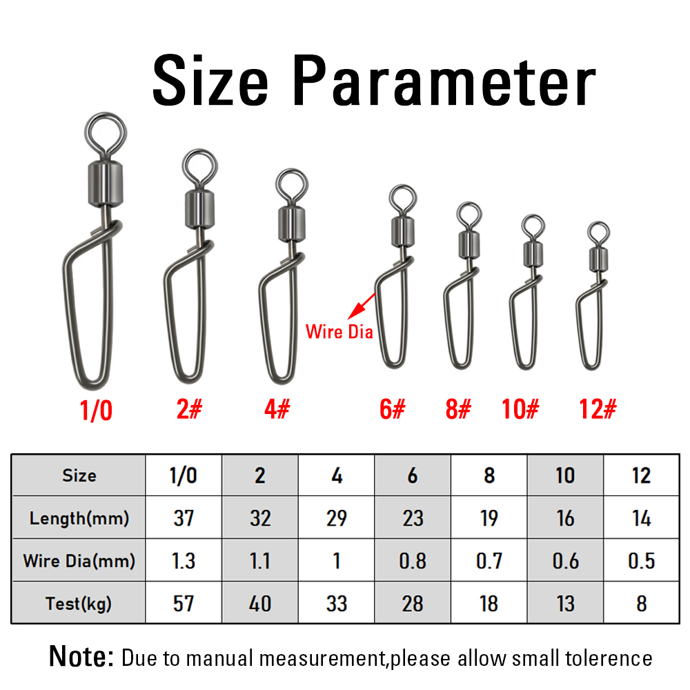 20PCS #12 -1/0 Rolling Swivel  - Fishing Hook Stainless Steel recension och pris