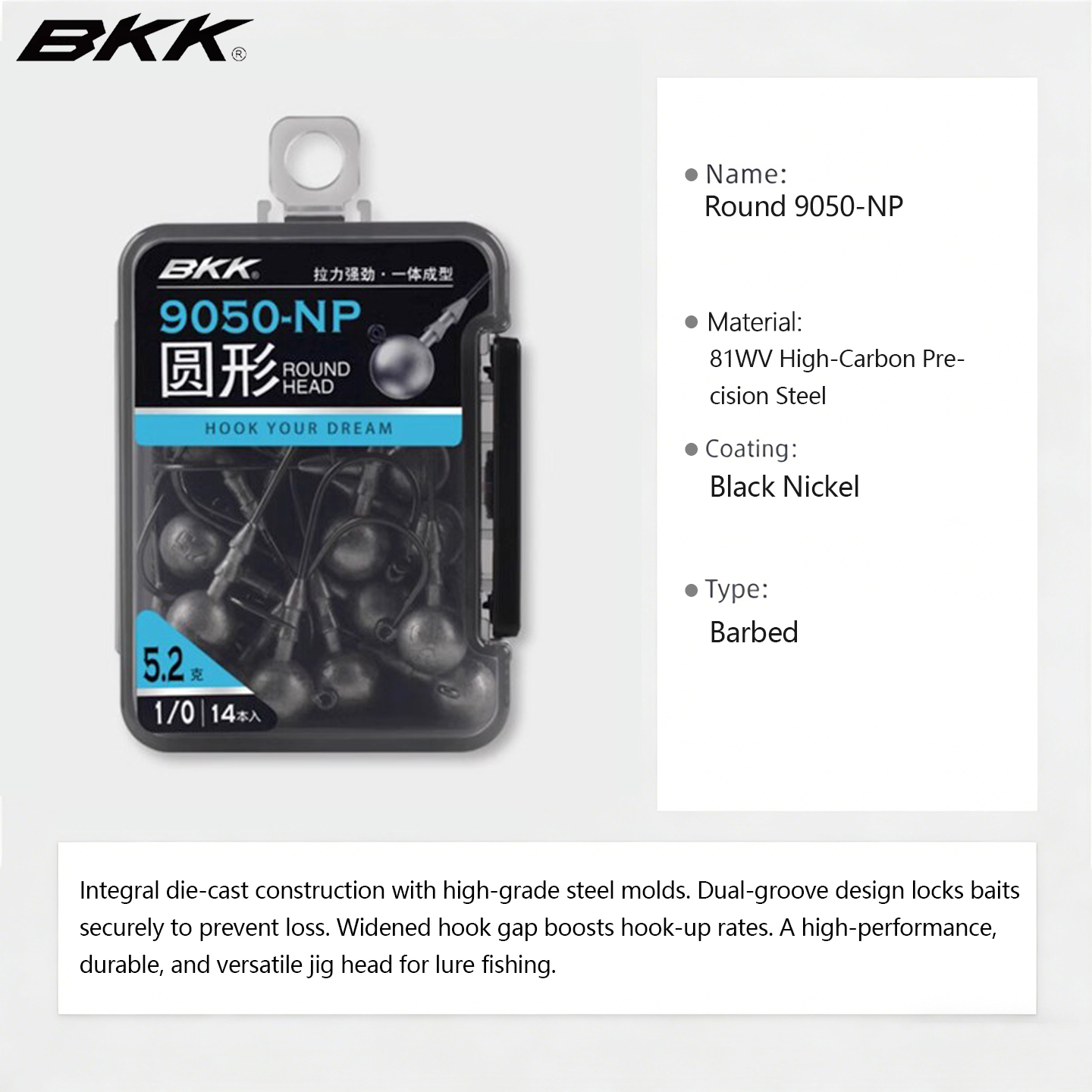BKK 9050-NP Jig Head Hooks, Ro - Fishing Hook Weedless recension och pris