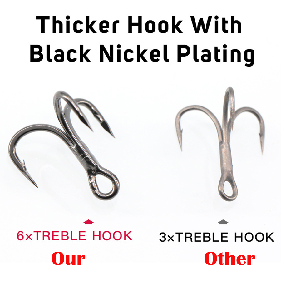 6X Fishing Treble Hooks Black  - Fishing Hook Assortment recension och pris