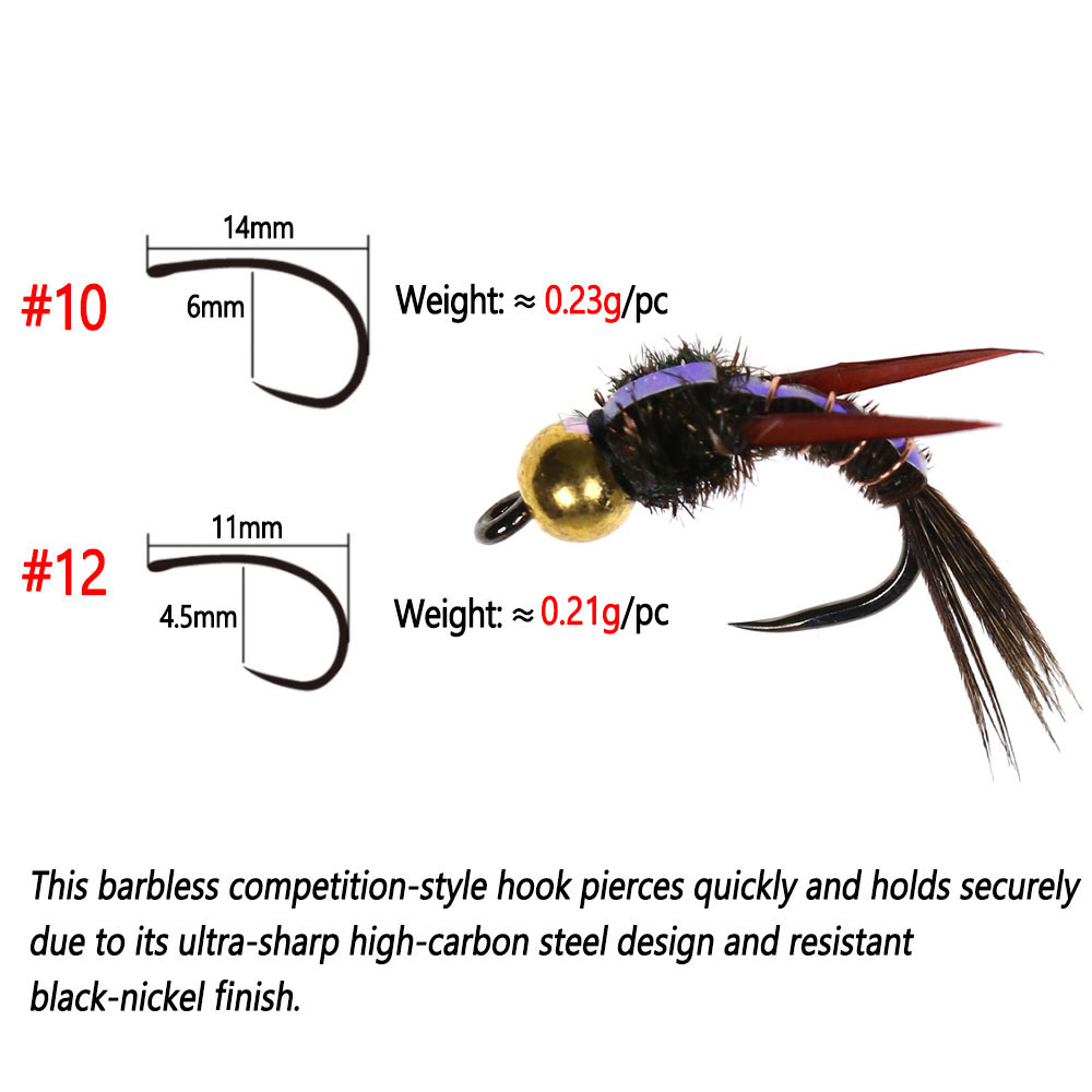 Bimoo 8pcs Brass Beadhead Evil - Fishing Hook Barbless recension och pris
